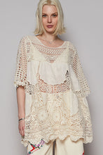 Load image into Gallery viewer, POL OVERSIZED Open Knit Crochet Top in Natural