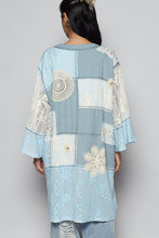 Load image into Gallery viewer, POL Open Front Mixed Cardigan with Patches in Sky Blue