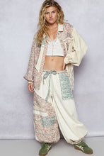 Load image into Gallery viewer, POL Twill Lace and Floral Print Button Down Top in Oatmilk