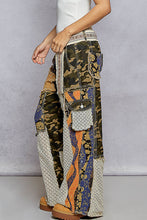Load image into Gallery viewer, POL Relaxed Fit Twill Patchwork Pants in Camo/Blue Multi