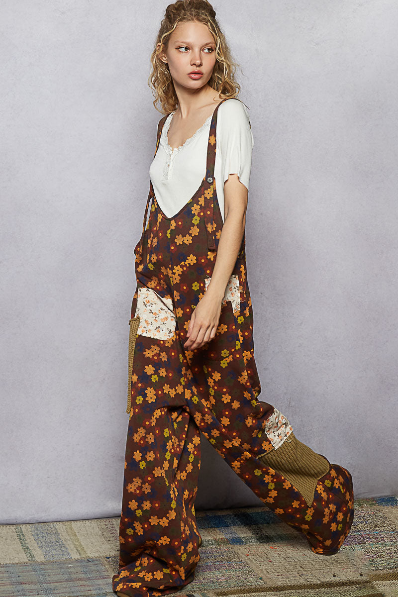 POL Floral Print Jumpsuit in Choco Multi – June Adel