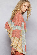 Load image into Gallery viewer, POL OVERSIZED Mixed Fabric Button Down Shacket in Brick Multi