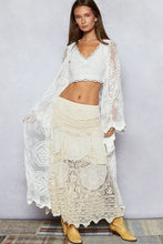 Load image into Gallery viewer, POL Long Sheer Embroidered Crochet Cardigan in White