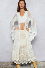 Load image into Gallery viewer, POL Long Sheer Embroidered Crochet Cardigan in White