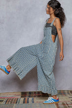 Load image into Gallery viewer, POL Denim Striped and Textured Wide Leg Overalls in Stripe Denim ON ORDER