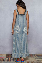 Load image into Gallery viewer, POL Denim Striped and Textured Wide Leg Overalls in Stripe Denim ON ORDER