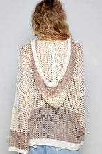 Load image into Gallery viewer, POL Open Knit Crochet Hooded Top in Beige