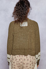 Load image into Gallery viewer, POL SEMI CROPPED Jersey Knit Top with Contrasting Floral Print Details in Olive