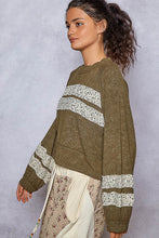 Load image into Gallery viewer, POL SEMI CROPPED Jersey Knit Top with Contrasting Floral Print Details in Olive