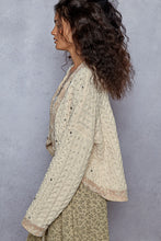 Load image into Gallery viewer, POL Chenille Knit Cardigan with Lace Pearl and Rhinestone Details in Powder Cream