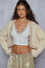 Load image into Gallery viewer, POL Chenille Knit Cardigan with Lace Pearl and Rhinestone Details in Powder Cream