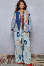 Load image into Gallery viewer, POL Color Block Mixed Media Jacket in Indigo