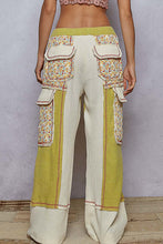 Load image into Gallery viewer, POL Patchwork Wide Leg Pants in Lime Green