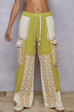 Load image into Gallery viewer, POL Patchwork Wide Leg Pants in Lime Green