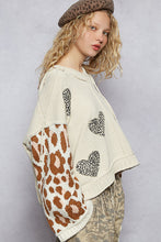 Load image into Gallery viewer, POL Chenille Hooded Sweater with Leopard Print and Heart Patches in Cream Multi