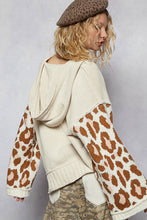 Load image into Gallery viewer, POL Chenille Hooded Sweater with Leopard Print and Heart Patches in Cream Multi