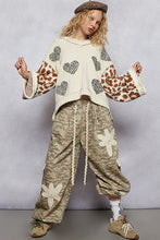 Load image into Gallery viewer, POL Chenille Hooded Sweater with Leopard Print and Heart Patches in Cream Multi