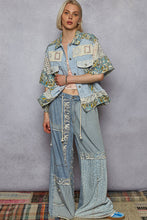 Load image into Gallery viewer, POL Patchwork Denim and Mixed Print Jacket in Baby Blue