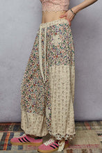 Load image into Gallery viewer, POL Mixed Patchwork Joggers with Crochet Flower Patches in Cream Multi