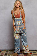 Load image into Gallery viewer, POL Mixed Print Patchwork Twill Overalls in Denim