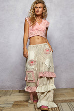 Load image into Gallery viewer, POL Floral Pants with Patches and Ruffle Details in Natural/Pink