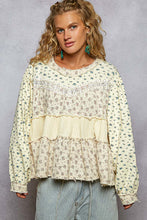 Load image into Gallery viewer, POL Mixed Print Tiered Top in Cream Butter