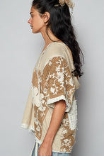 Load image into Gallery viewer, POL Ribbed Knit and Lace Top with Mixed Patches in Wheat Beige