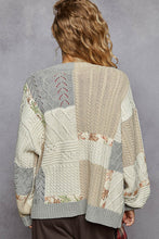 Load image into Gallery viewer, POL Mix N Match Patchwork Cardigan in Natural/ Grey