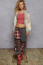 Load image into Gallery viewer, POL Mix N Match Patchwork Cardigan in Natural/ Grey