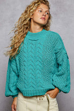 Load image into Gallery viewer, POL Solid Color Knit Chenille Sweater in Aqua Teal ON ORDER
