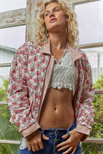 Load image into Gallery viewer, POL Quilted Jacket with Contrasting Twill Details in Pink Floral