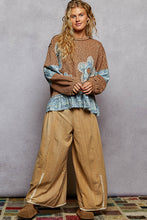 Load image into Gallery viewer, POL OVERSIZED Ribbed Knit Top with Contrasting Flower Patches in Rustic Brick