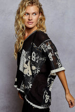 Load image into Gallery viewer, POL Ribbed Knit and Lace Top with Mixed Patches in Black ON ORDER