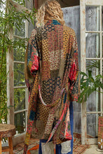 Load image into Gallery viewer, POL Mixed Print Patchwork Open Front Cardigan in Taupe Pink Multi