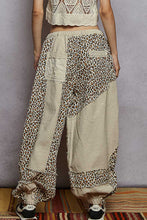 Load image into Gallery viewer, POL Woven Leopard Print Patchwork Joggers in Almond