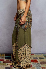 Load image into Gallery viewer, POL Double Gauze Patchwork Pants in Olive ON ORDER
