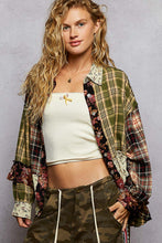 Load image into Gallery viewer, POL Mixed Print Button Down Top in Black/Olive