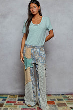 Load image into Gallery viewer, POL Relaxed Fit Twill Patchwork Pants in Blue/Sand