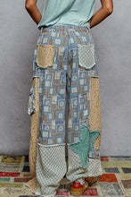 Load image into Gallery viewer, POL Relaxed Fit Twill Patchwork Pants in Blue/Sand