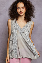 Load image into Gallery viewer, POL Floral Crochet Lace tank Top in Dove Grey
