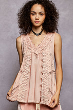 Load image into Gallery viewer, POL Floral Crochet Lace tank Top in Rose Dawn