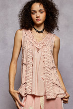 Load image into Gallery viewer, POL Floral Crochet Lace tank Top in Rose Dawn