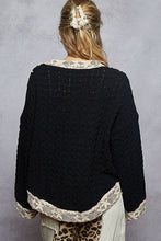Load image into Gallery viewer, POL Chenille Knit Cardigan with Lace Pearl and Rhinestone Details in Black