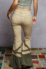 Load image into Gallery viewer, POL Denim Jeans with Double Ruffle Gauze and Ruffles in Latte