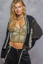 Load image into Gallery viewer, POL OVERSIZED Thermal Knit and Print Knit Jacket in Black