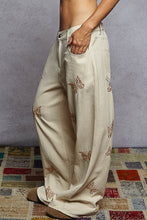 Load image into Gallery viewer, POL Solid Color Double Gauze Pants with Butterfly Embroidery in Natural