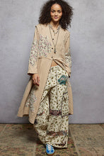 Load image into Gallery viewer, POL Double Gauze Half Button Front Duster with Large Floral Flower Patches in Beige