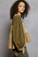 Load image into Gallery viewer, POL Mixed Print Tiered Top in Olive