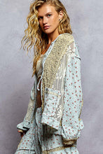 Load image into Gallery viewer, POL Textured Floral and Lace Jacket in Powder Blue