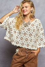 Load image into Gallery viewer, POL Chenille Crochet Cropped Top in Cream/Latte